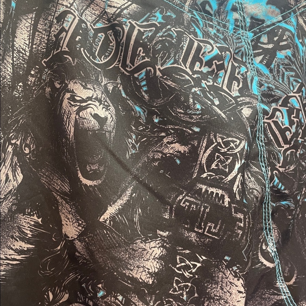 MMA Elite Y2K Fighting Lion Tattoo Print Shorts - Picture 4 of 7